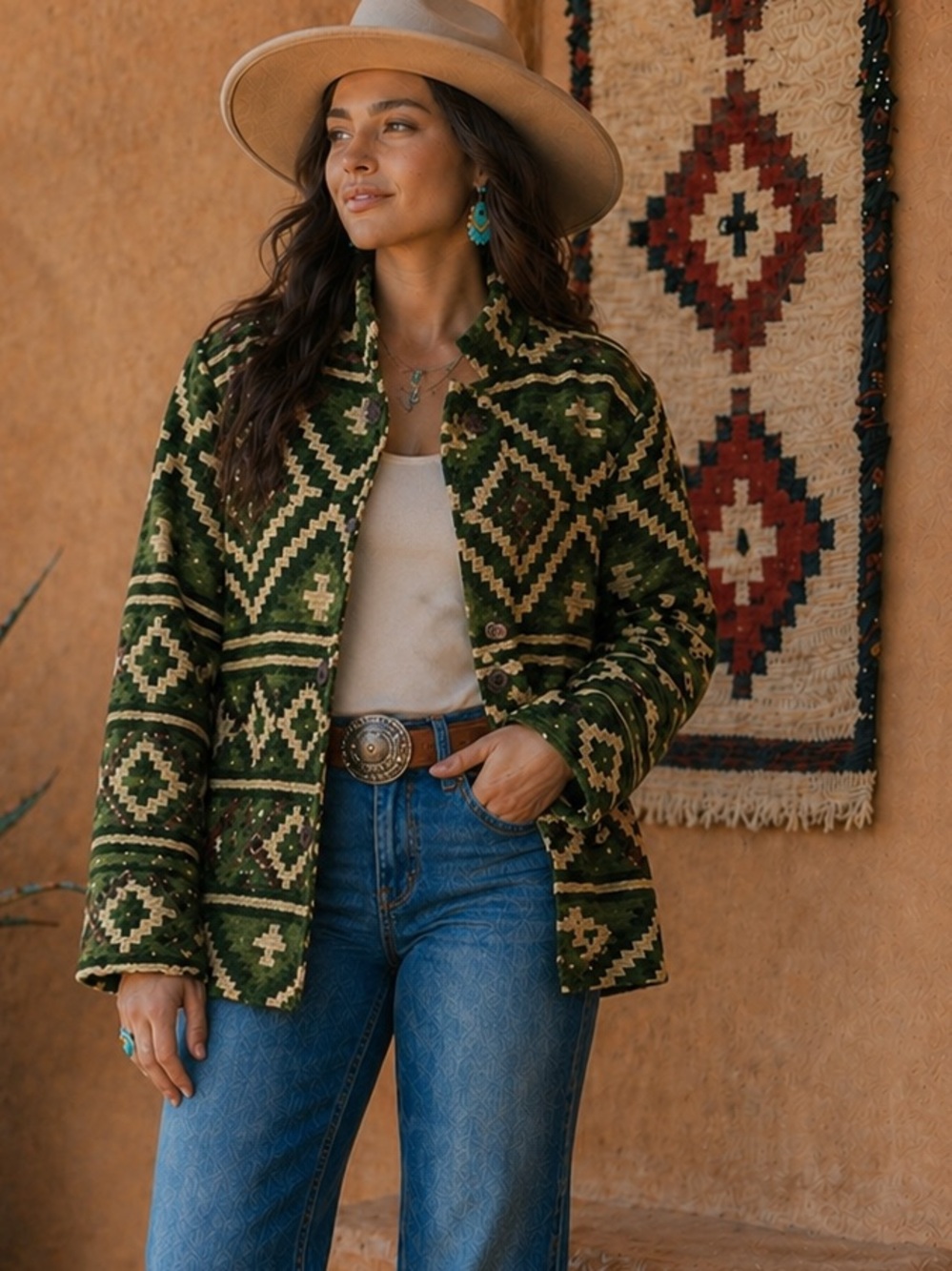 Vintage Cedar Canyon | Southwest Tapestry Jacket | Wooden Buttons | Cotton